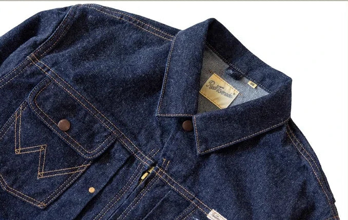 Denim Workwear Jacket with Zip Front and Snap Pockets