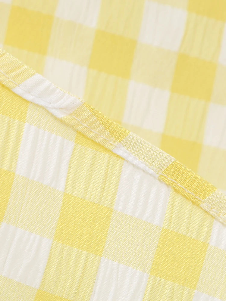 Gingham Halter Full Skirt Dress