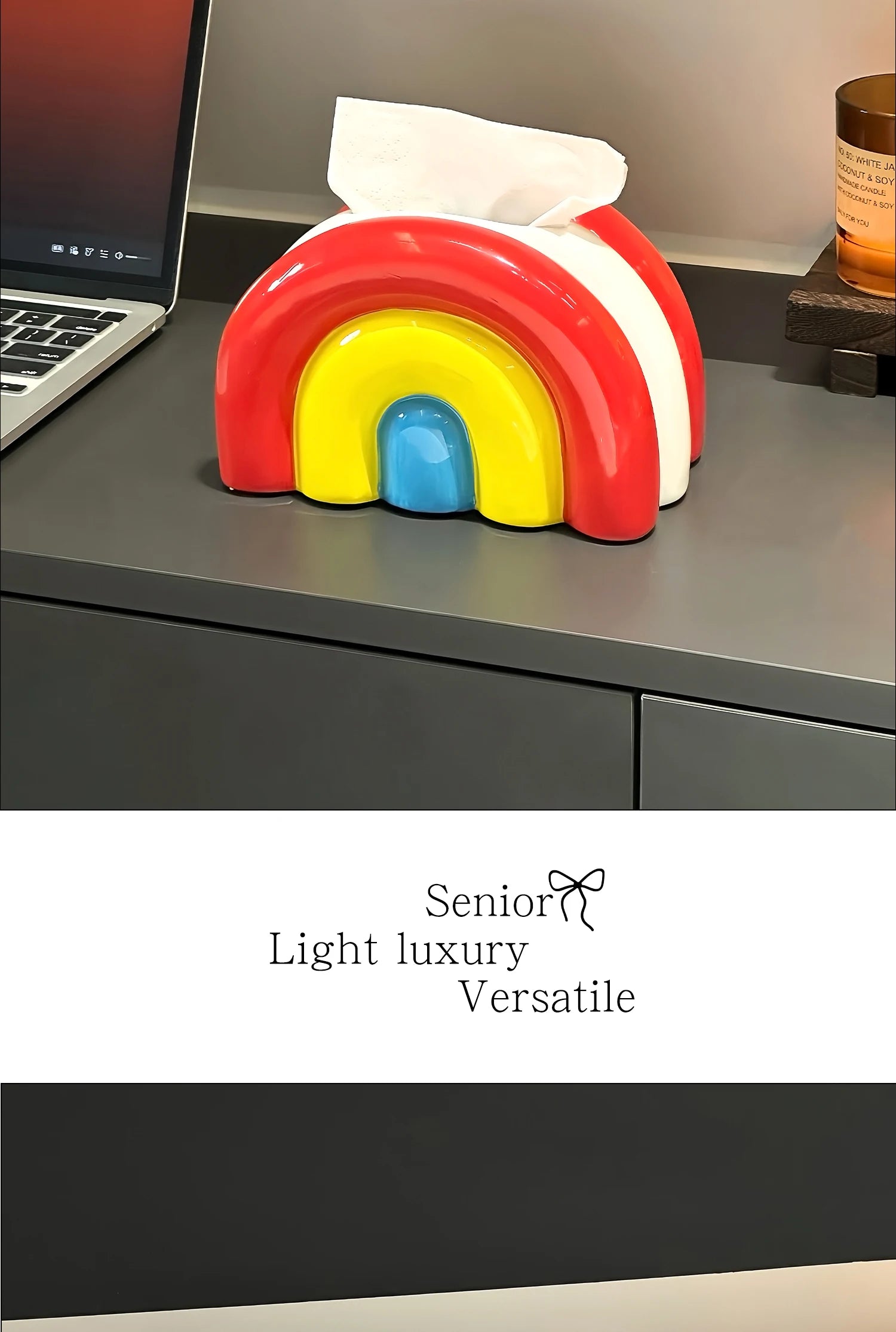 Retro Pop Ceramic Rainbow Tissue Box Cover