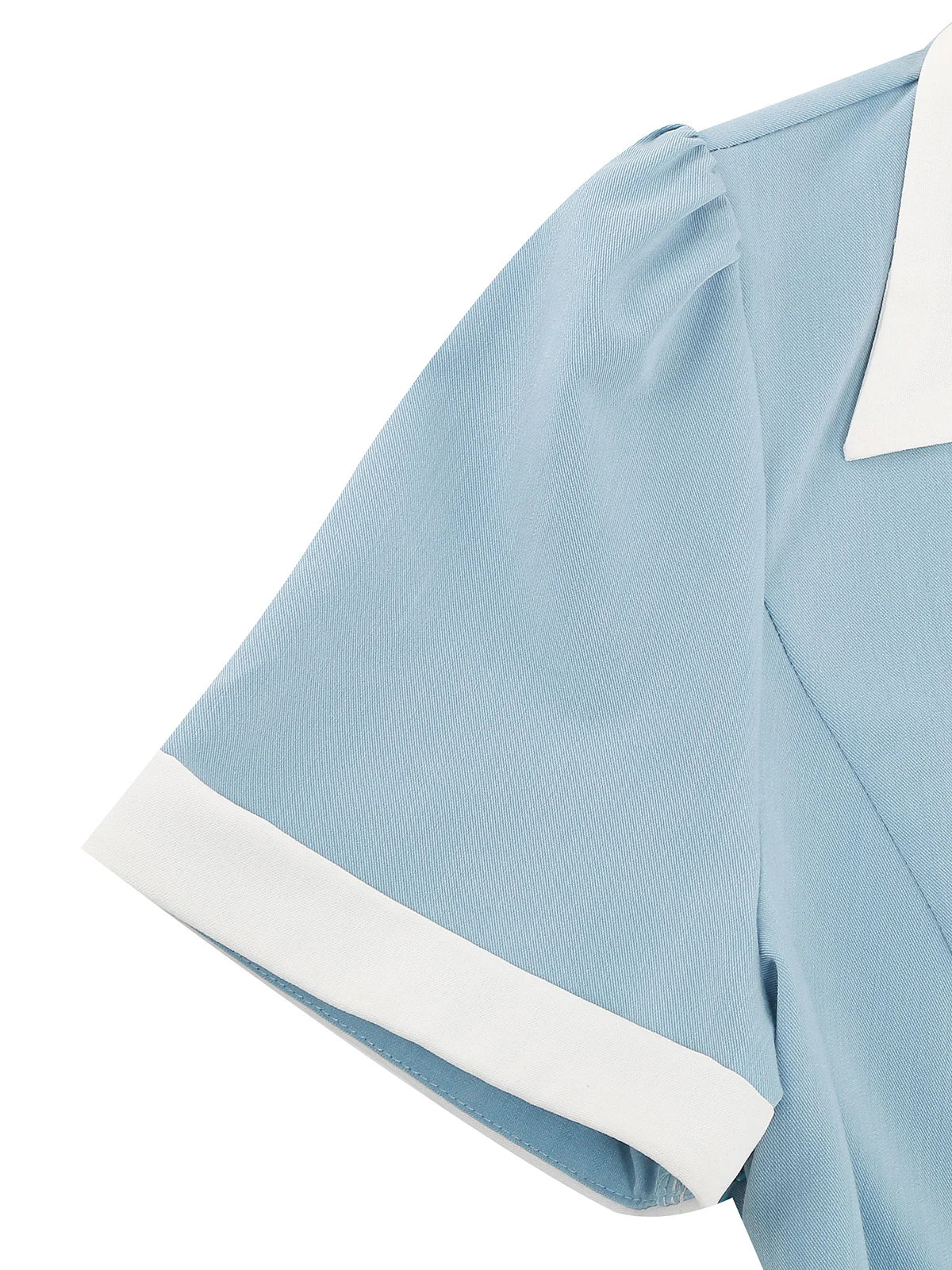 Contrast Collar Button Front Fit & Flare Dress
