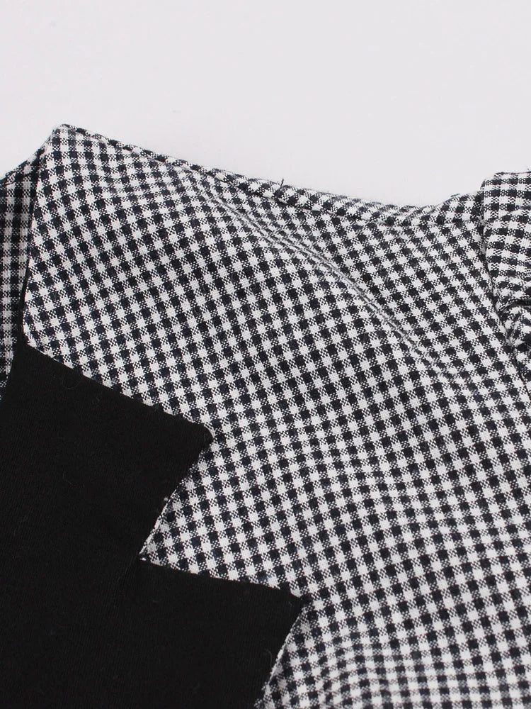 Gingham Collar Belted Fit & Flare Dress