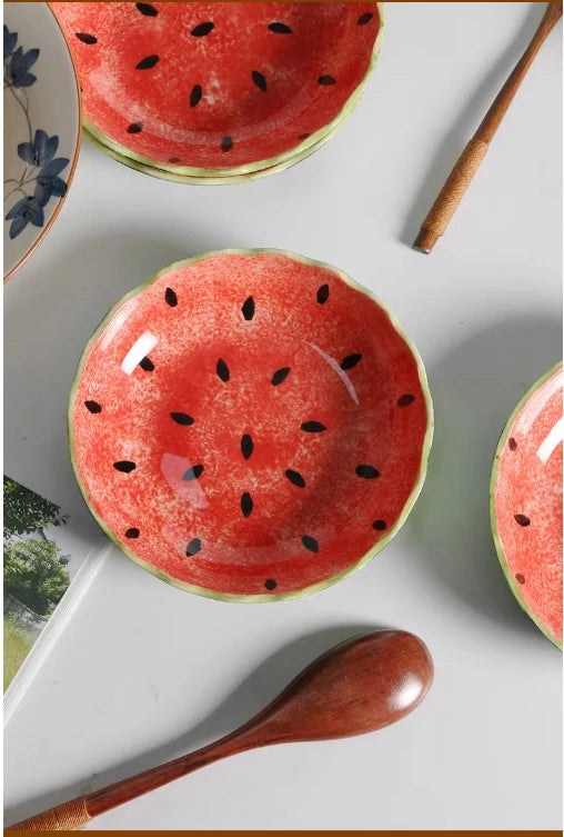 Retro Watermelon Fields Scalloped Stone Fruit Plate