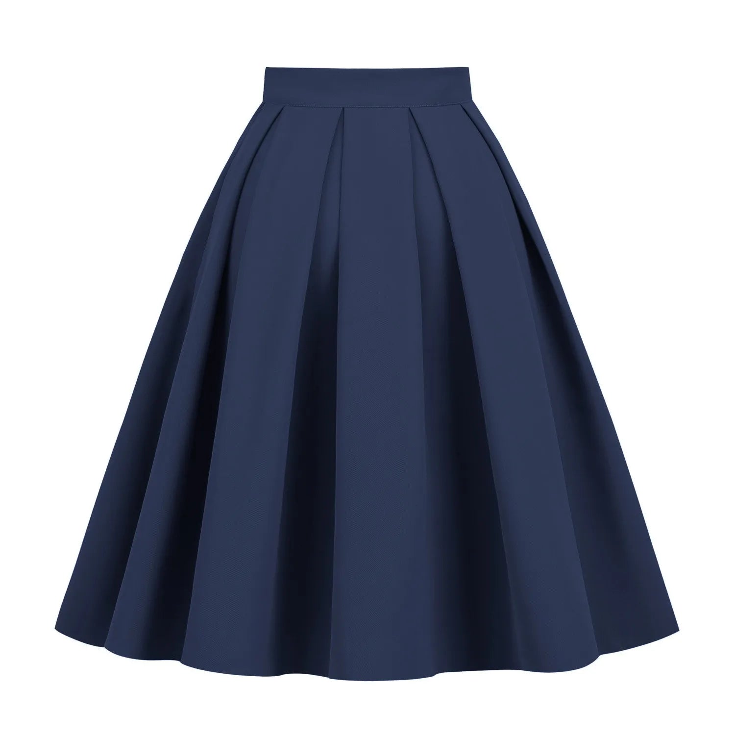 High Waist Pleated A Line Midi Skirt