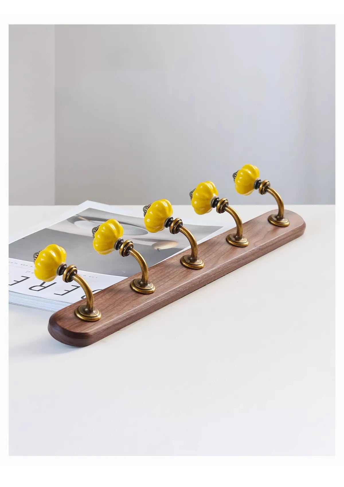 Mid-Century Minimalist Solid Wood Multiple Hanging Hooks
