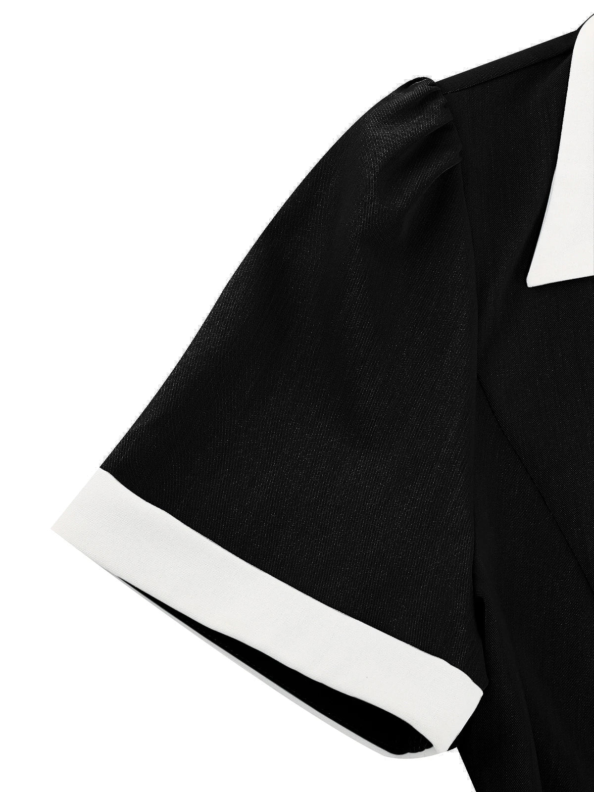 Contrast Collar Button Front Fit & Flare Dress