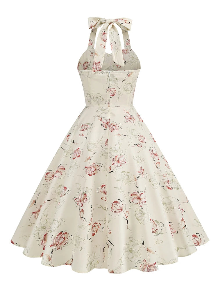 Floral Halter Fit & Flare Dress