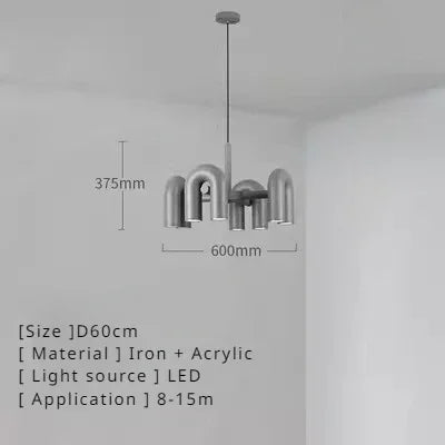 Retro Macaron U-Shape LED Pendant Chandelier