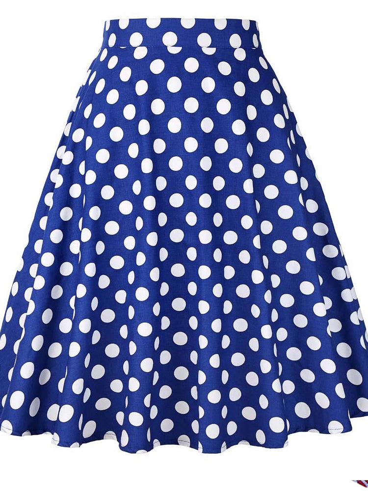 High Waist Polka Dot A Line Midi Skirt