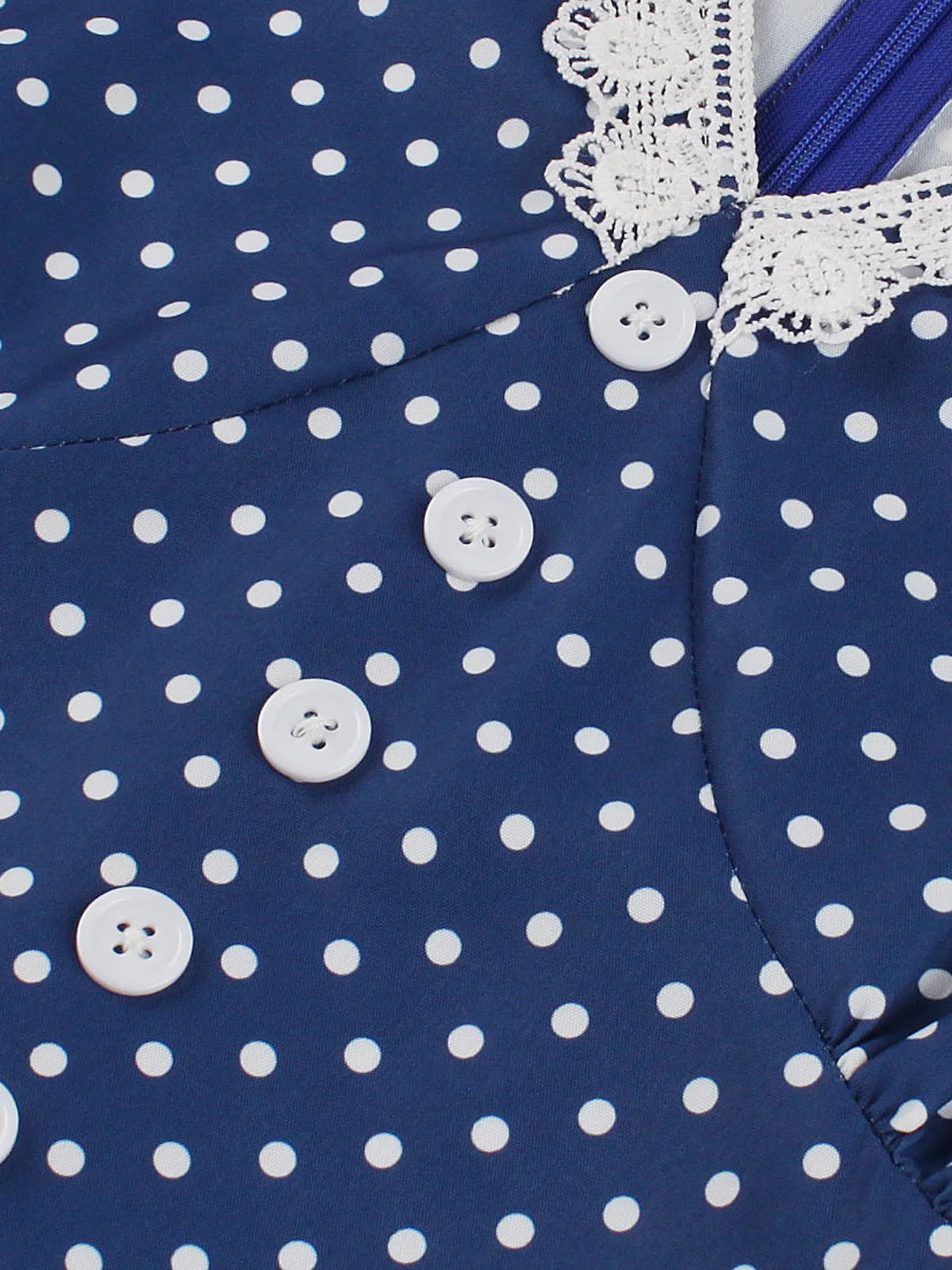 Lace Trim Polka Dot Tie-Waist Dress