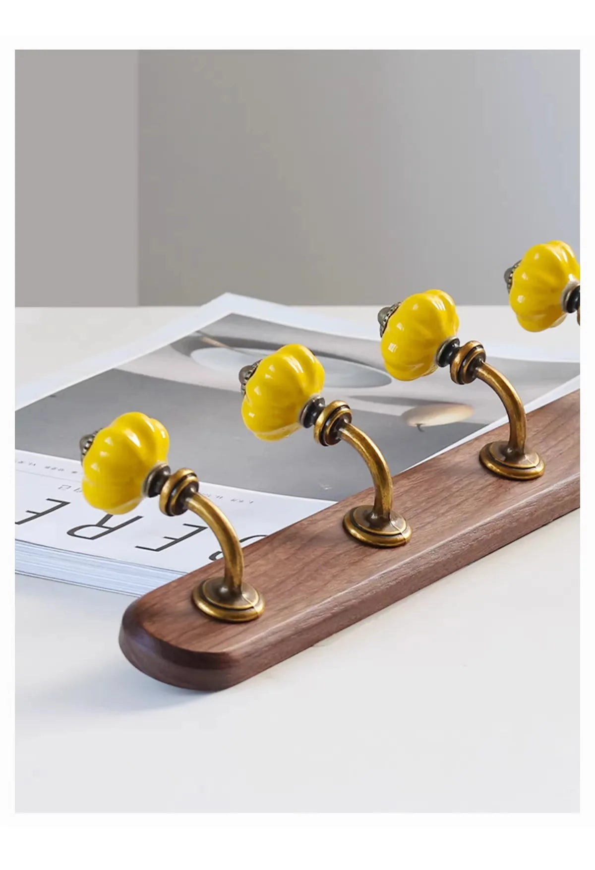 Mid-Century Minimalist Solid Wood Multiple Hanging Hooks