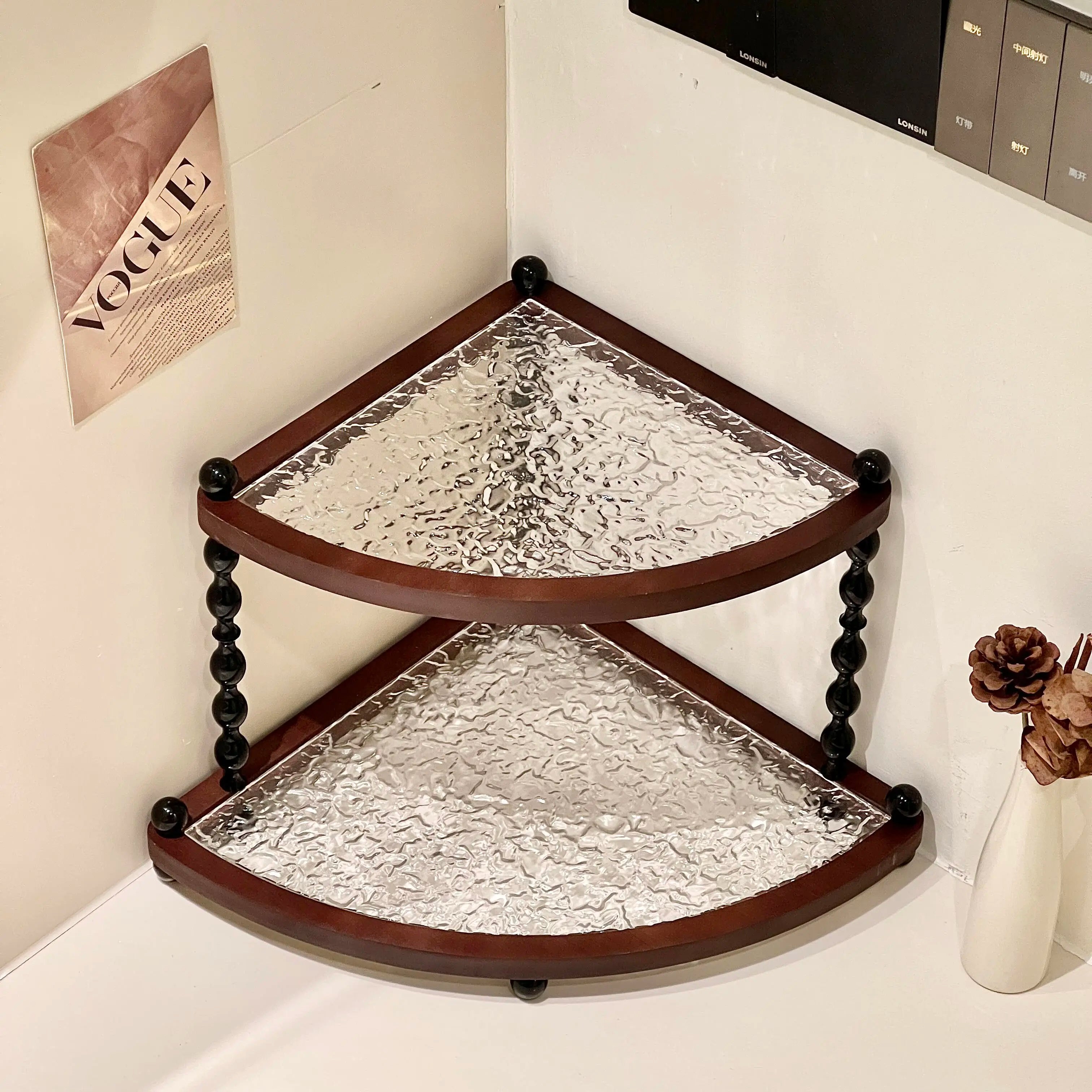 Mid-Century Executive Wooden Double-Tier Desktop Storage Rack