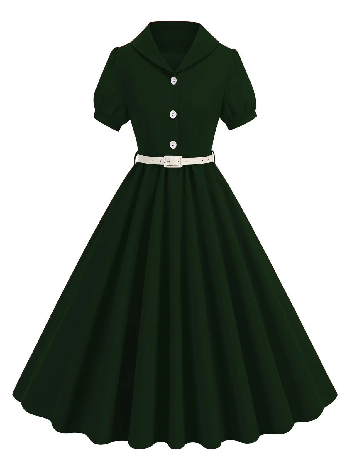 Button Front Collared Fit & Flare Dress