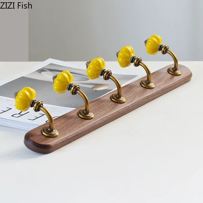 Mid-Century Minimalist Solid Wood Multiple Hanging Hooks