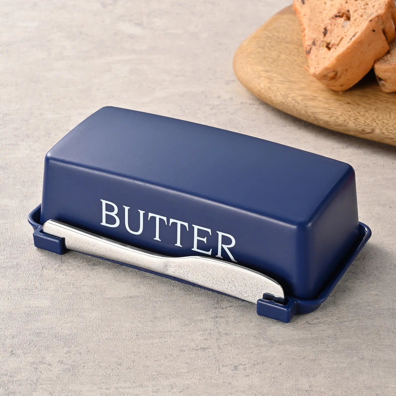 Retro Bistro Sealed Butter Box & Built-In Slicer Knife