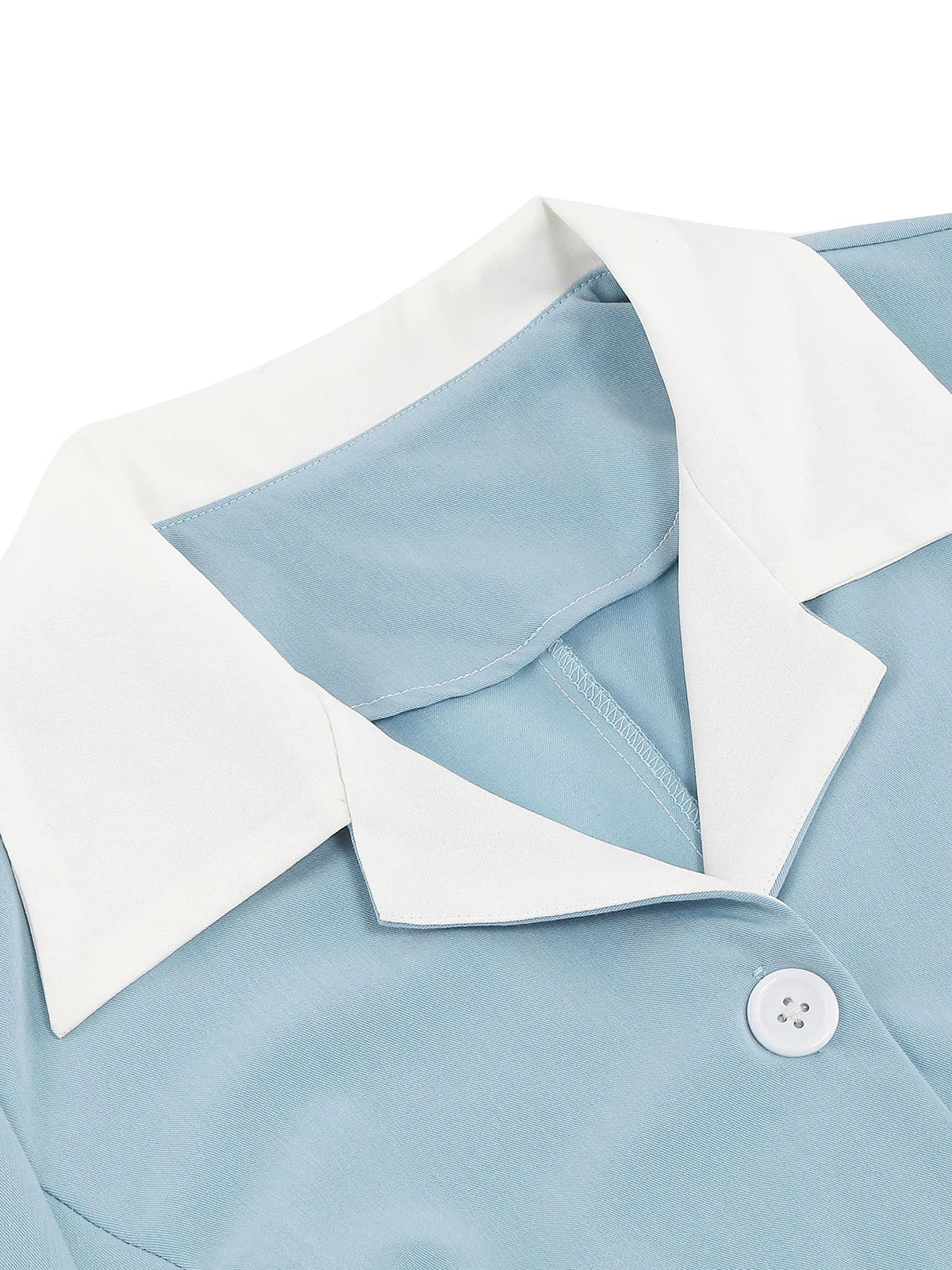 Contrast Collar Button Front Fit & Flare Dress