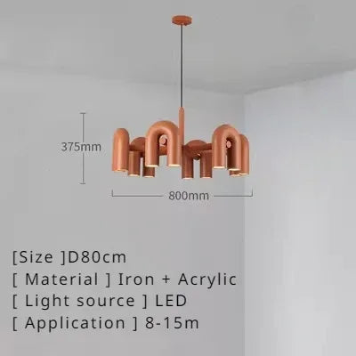 Retro Macaron U-Shape LED Pendant Chandelier