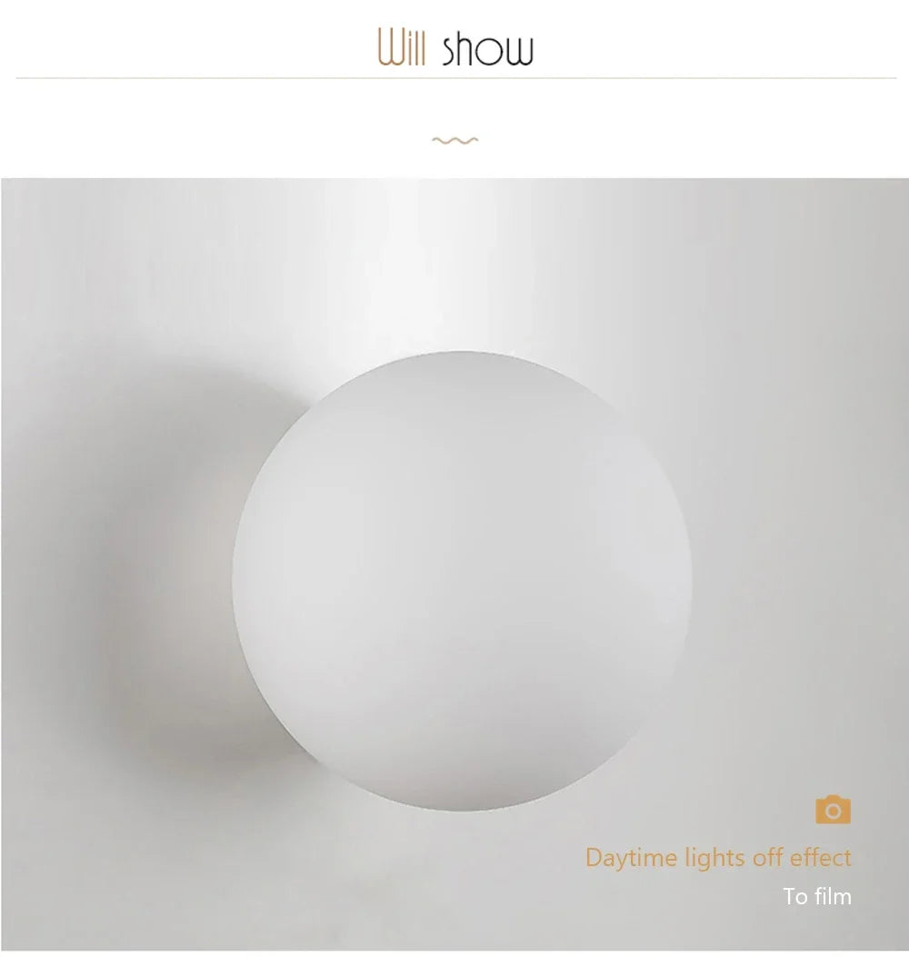 Mid-Century Modern Round Glass Bubble Ball Wall Sconce