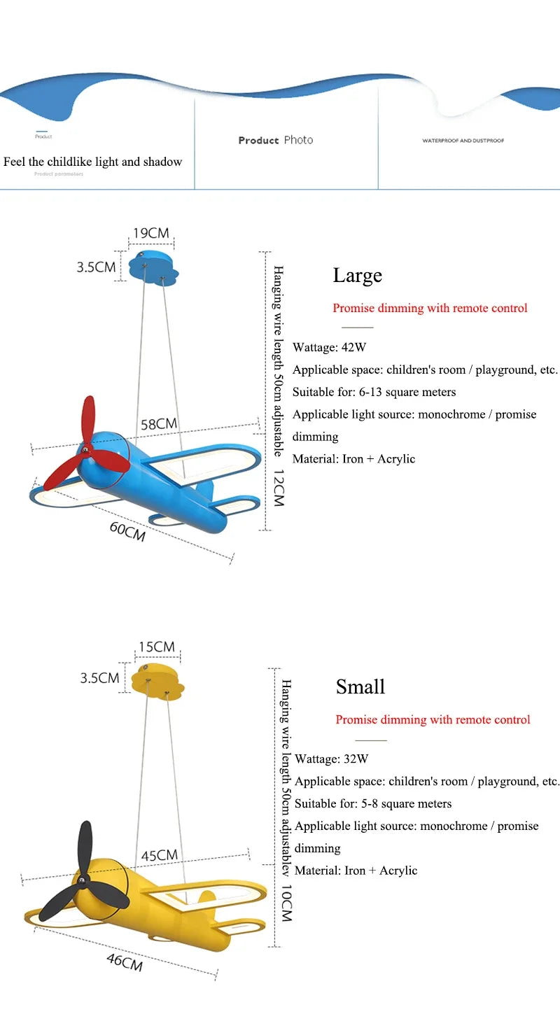 Retro Pop Cartoon Iron Airplane Chandelier