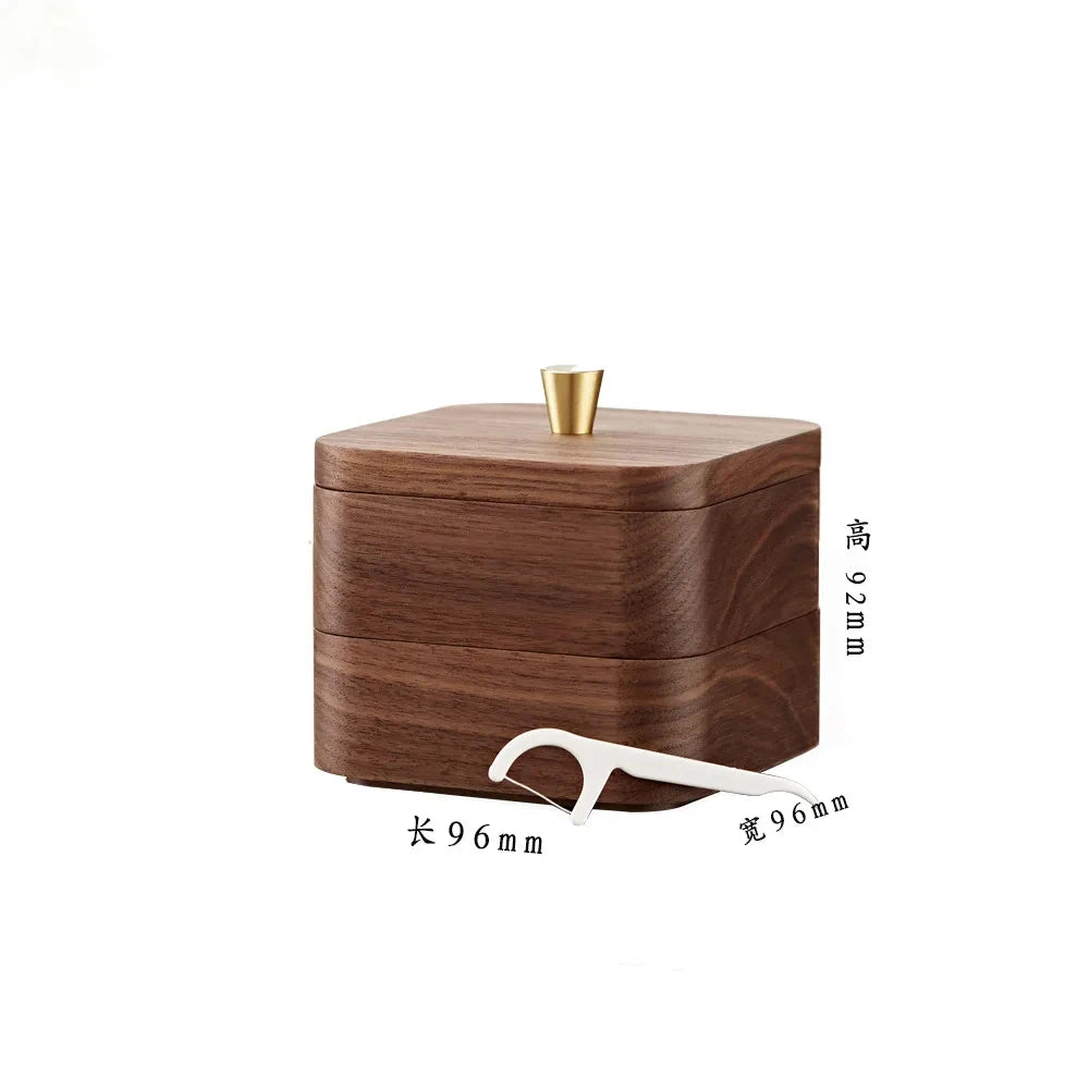 Heirloom Quality Black Walnut Dual Storage Toothpick & Floss Box