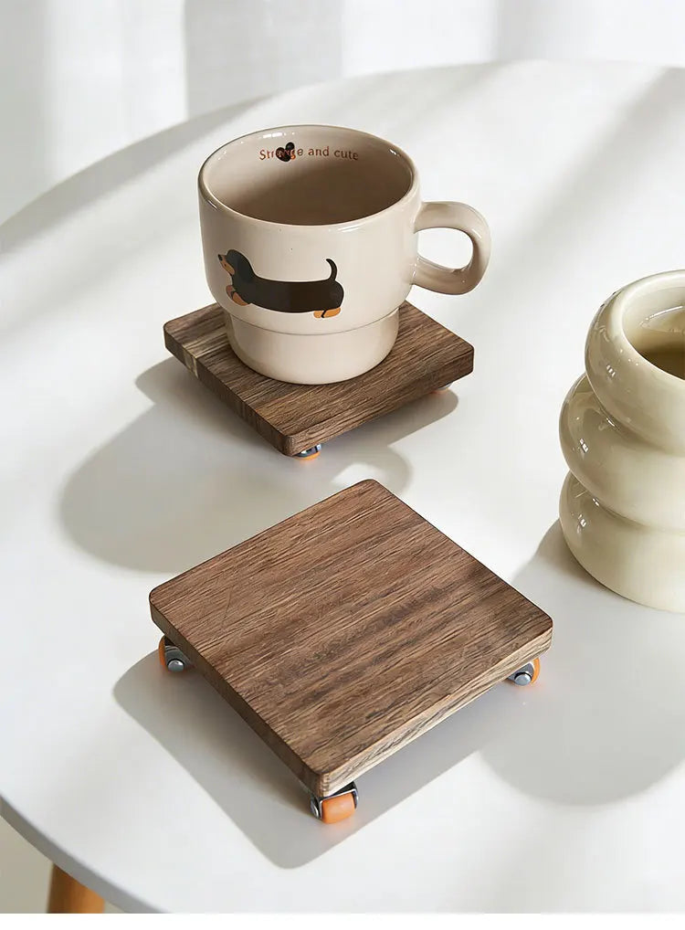 Mid-Century Modern Turned Walnut Coaster Tray
