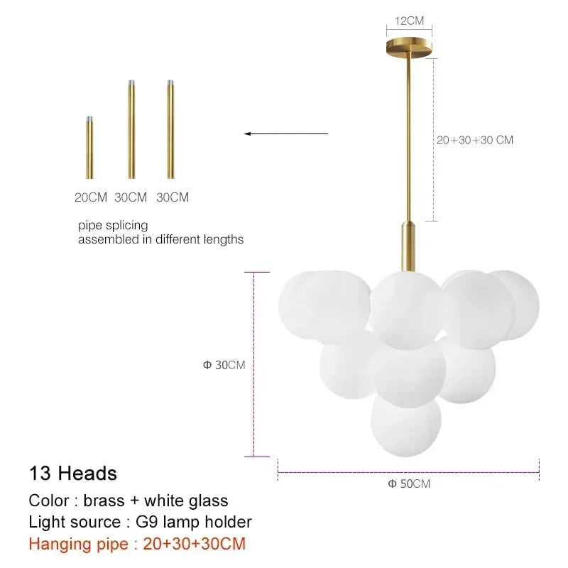 Hollywood Regency Glass Balloon Magic Bean Chandelier