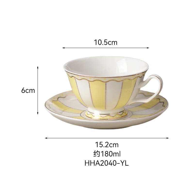 "Gilded Era" Hand-Drawn Gold Bone China Mug & Saucer Set
