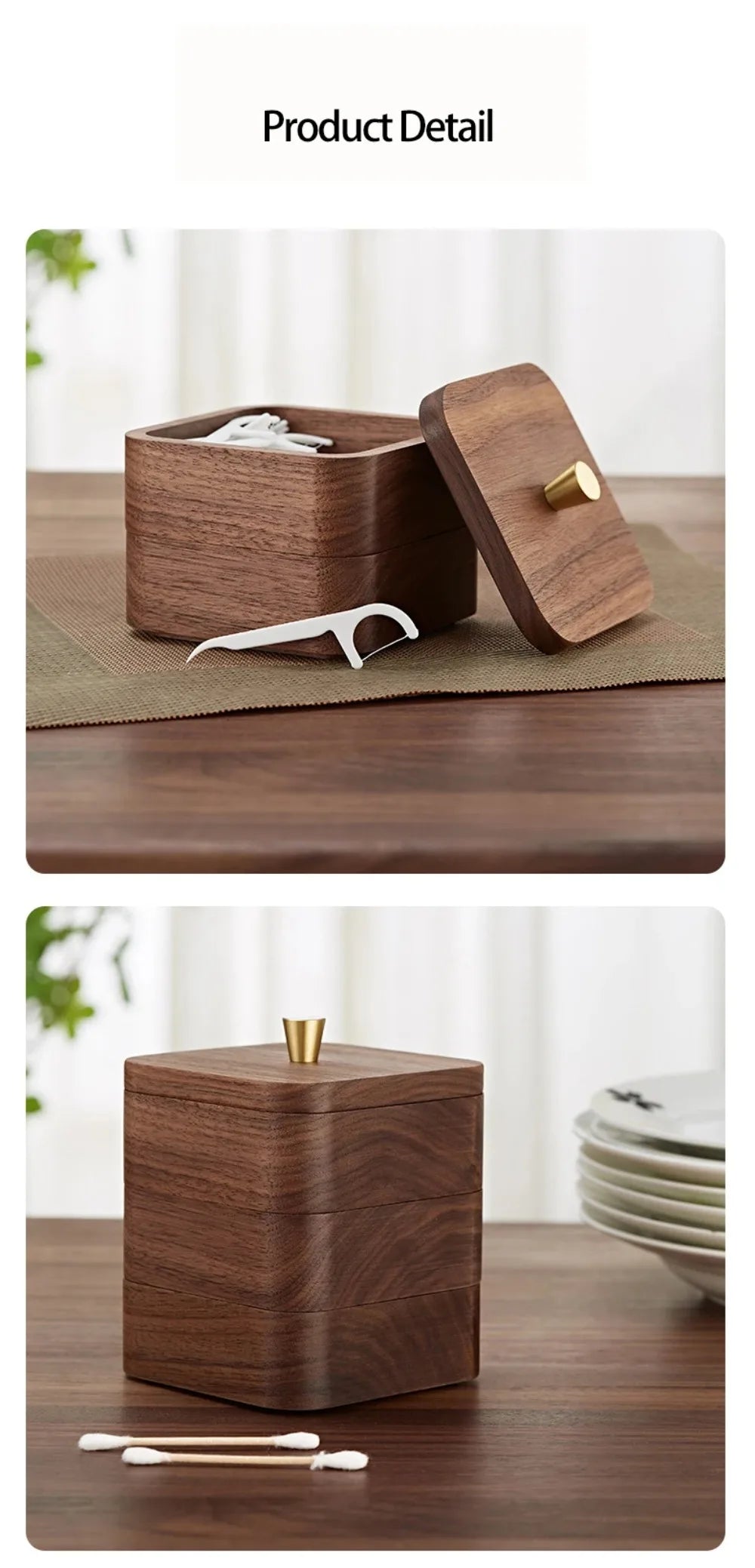 Heirloom Quality Black Walnut Dual Storage Toothpick & Floss Box