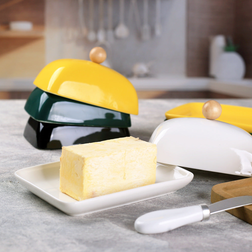 Country Kitchen Sealed Ceramic Butter Dish & Slicer Knife