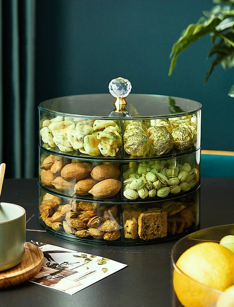 Retro Hollywood Multi-Grid Candy & Nut Dish with Lid