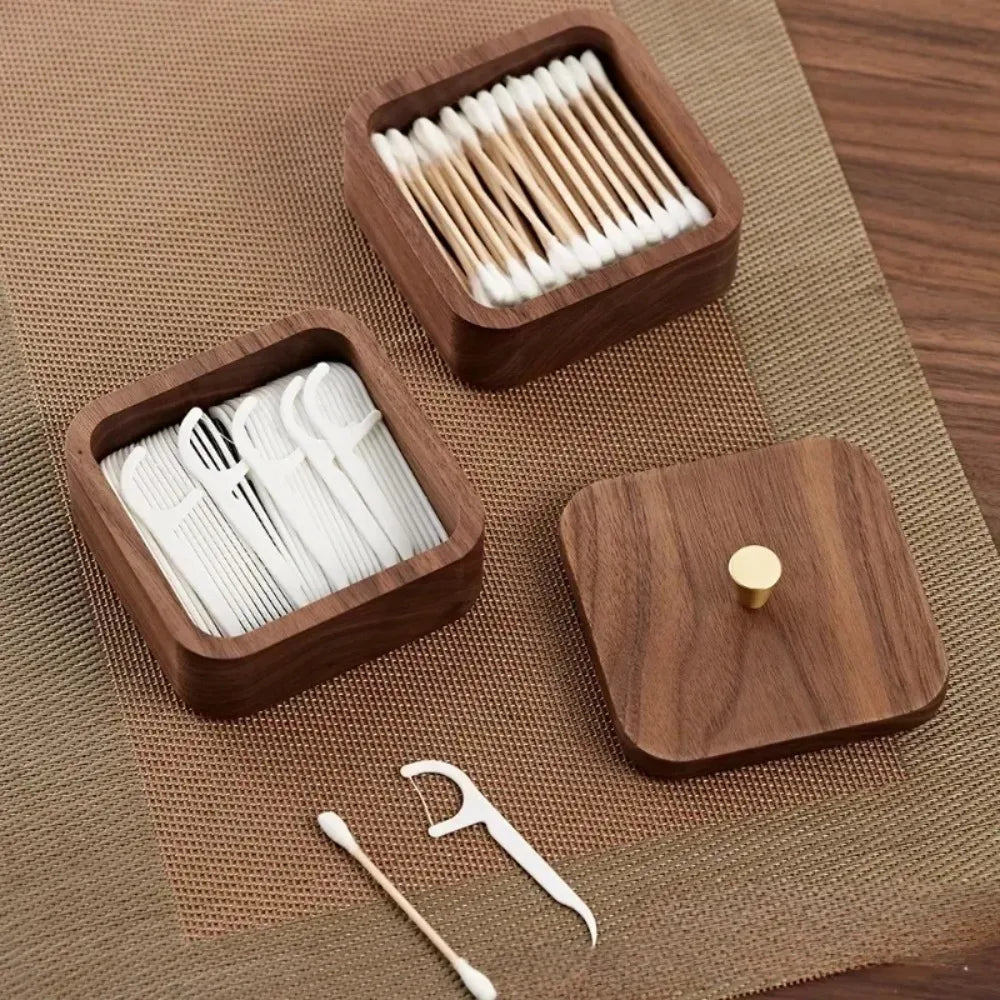 Heirloom Quality Black Walnut Dual Storage Toothpick & Floss Box