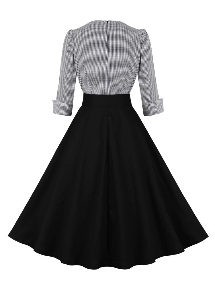 Gingham Collar Belted Fit & Flare Dress