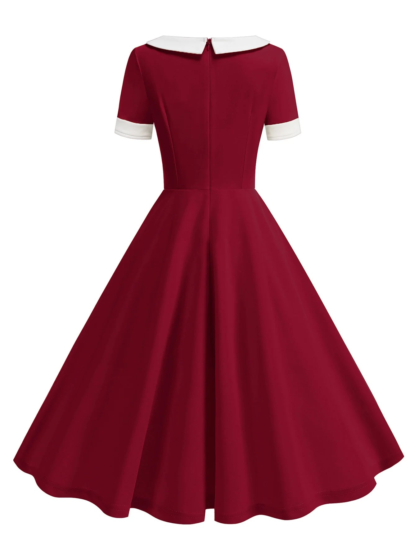 Contrast Collar Fit and Flare Midi Dress