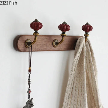 Mid-Century Minimalist Solid Wood Multiple Hanging Hooks