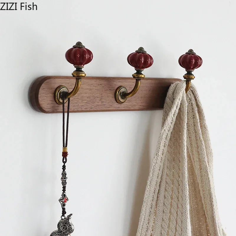 Mid-Century Minimalist Solid Wood Multiple Hanging Hooks
