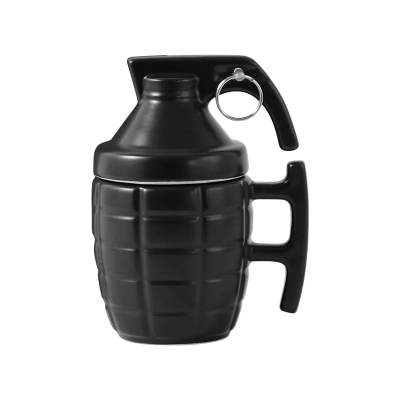 Retro Pop Art Ceramic Grenade Mug with Lid