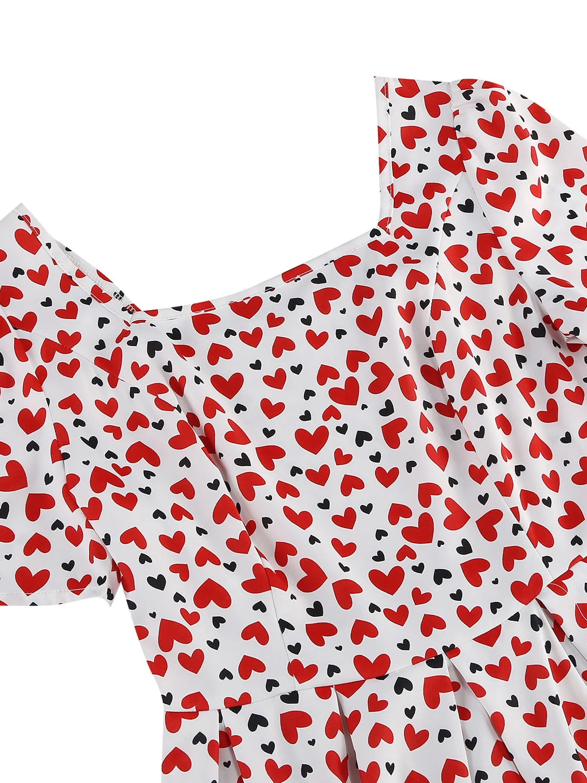 Heart Print Square Neck Fit & Flare Dress