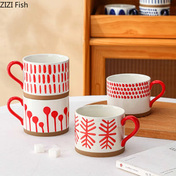 Retro Boho Painted Pattern Porcelain Stacking Mug