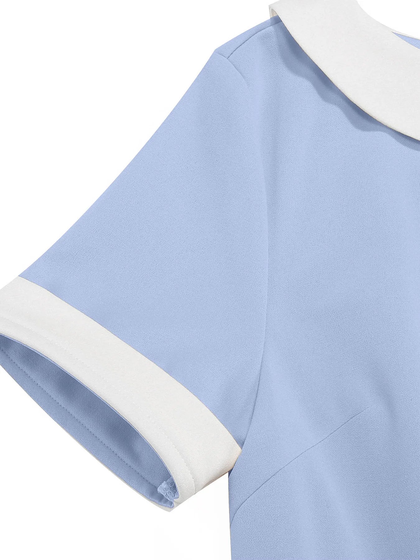 Contrast Collar Fit and Flare Midi Dress