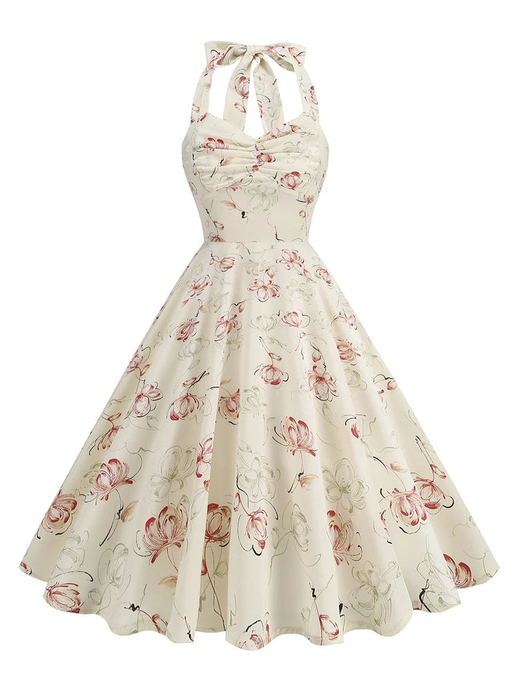 Floral Halter Fit & Flare Dress