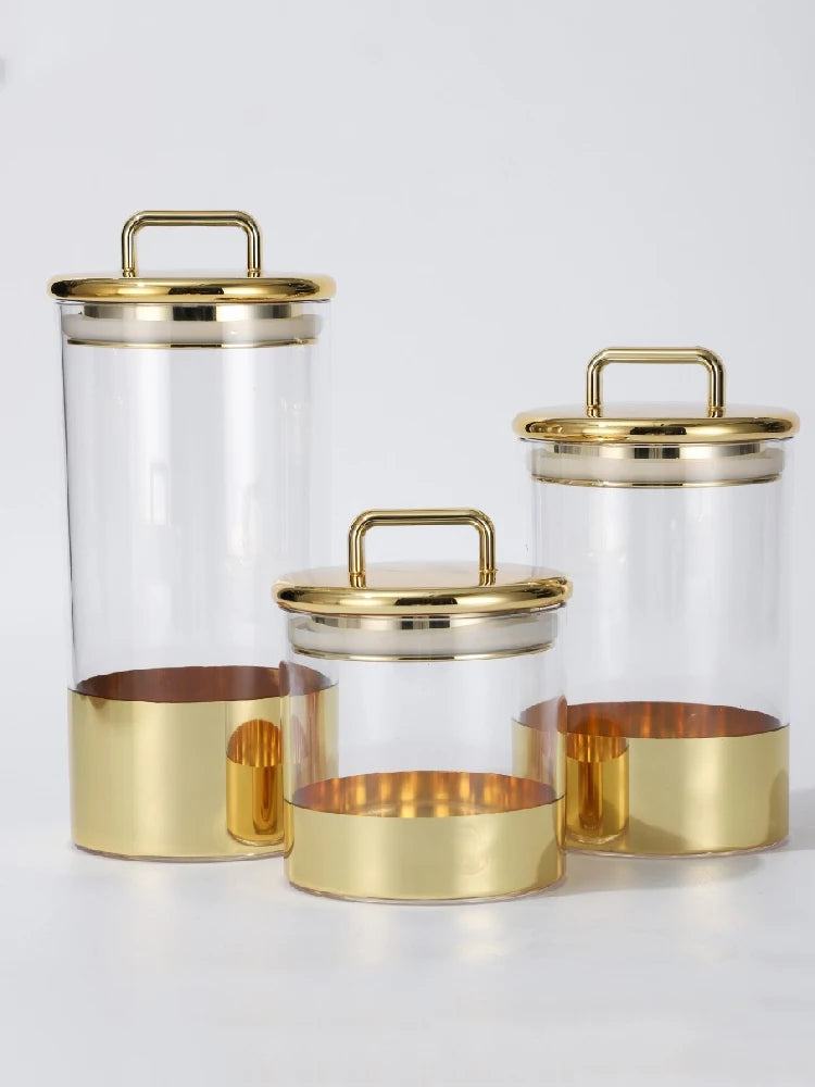 Starlight Grandeur Gold Lid Glass Storage Jar