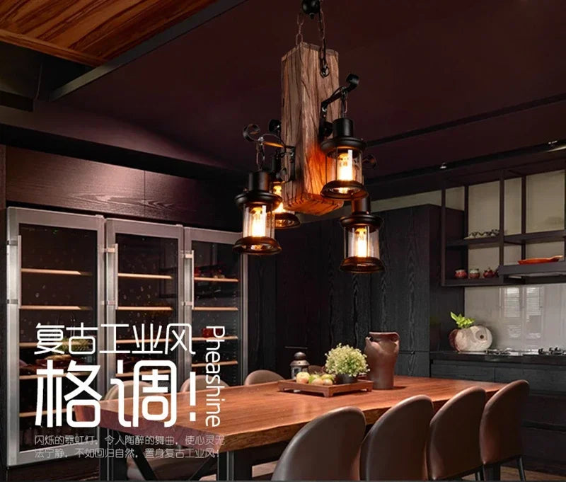 Mid-Century Modern Industrial Pendant Chandelier