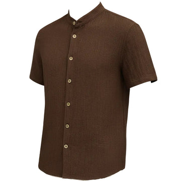 Men’s Short Sleeve Textured Button Front Shirt