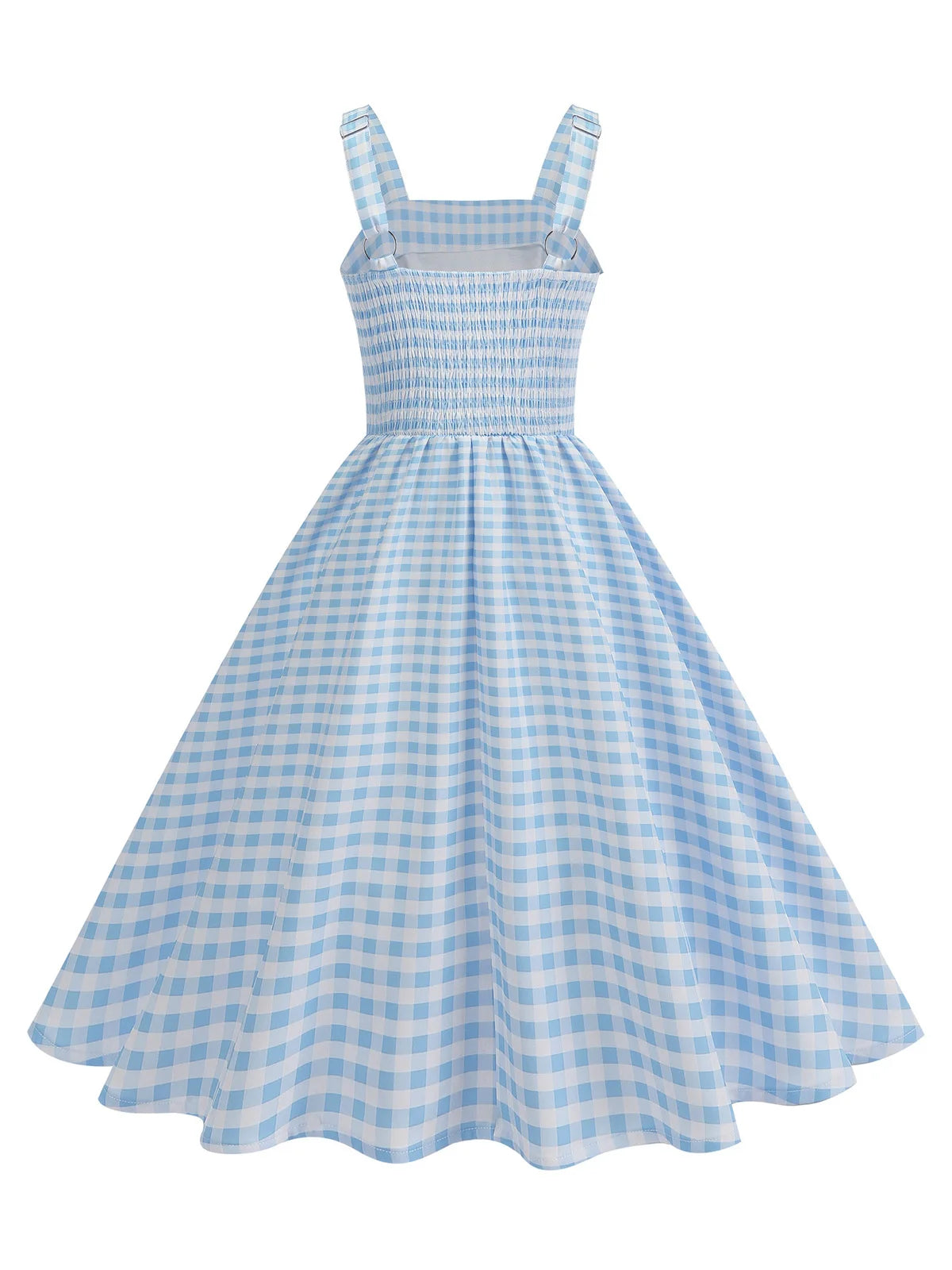 Gingham Square Neck Fit & Flare Dress