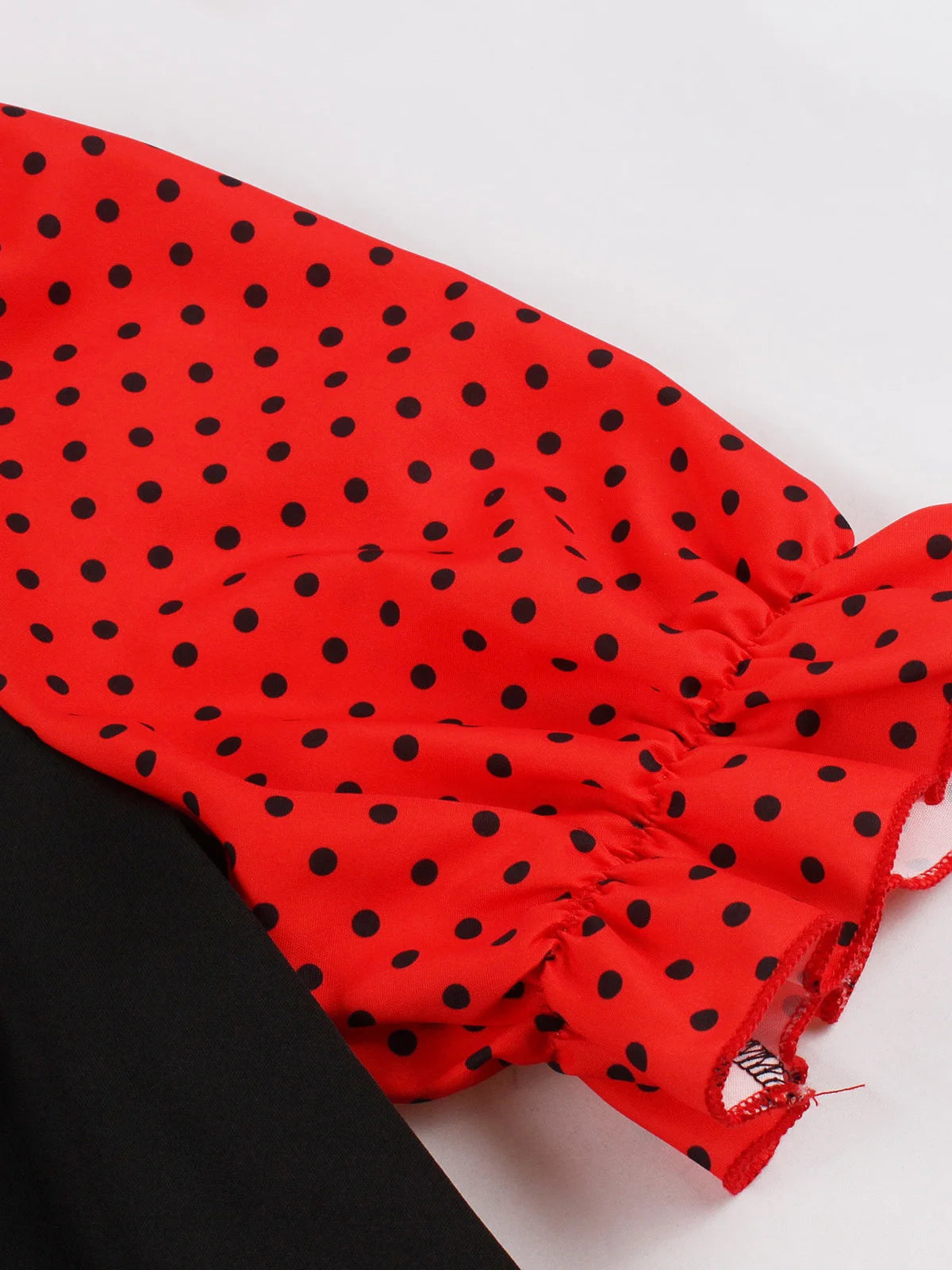 Polka Dot Contrast Panel Midi Dress with Belt
