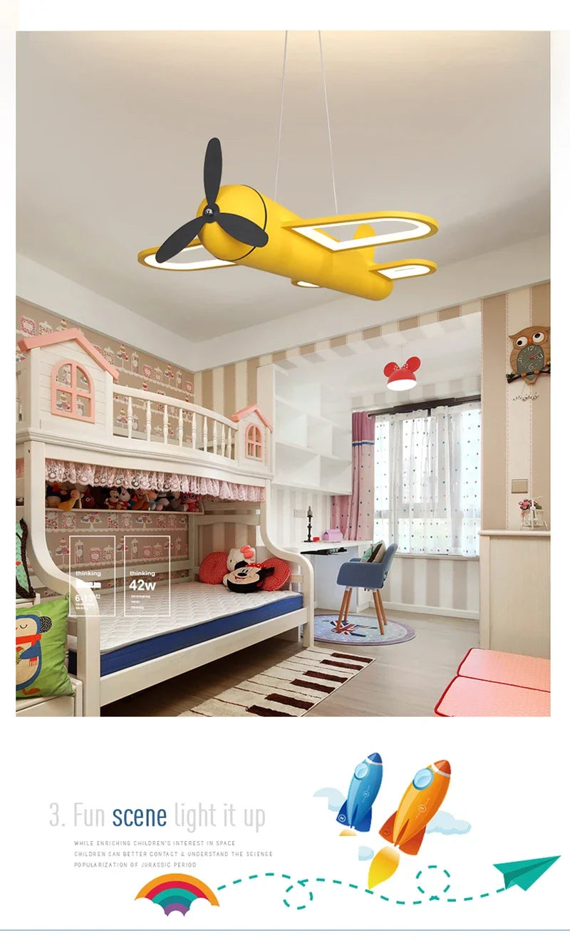 Retro Pop Cartoon Iron Airplane Chandelier