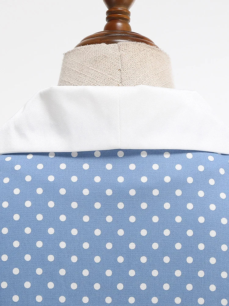 Polka Dot Collared Belted Midi Dress