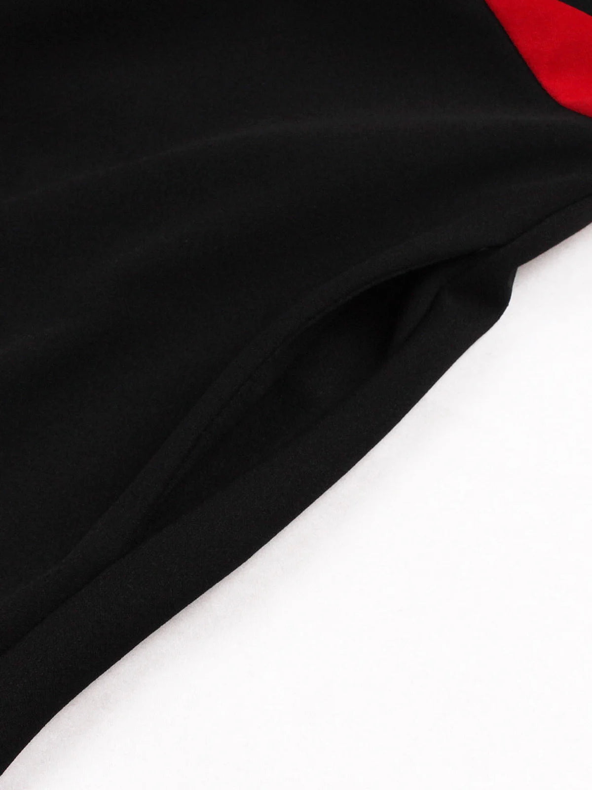 Contrast Lapel Button Detail Fit & Flare Dress