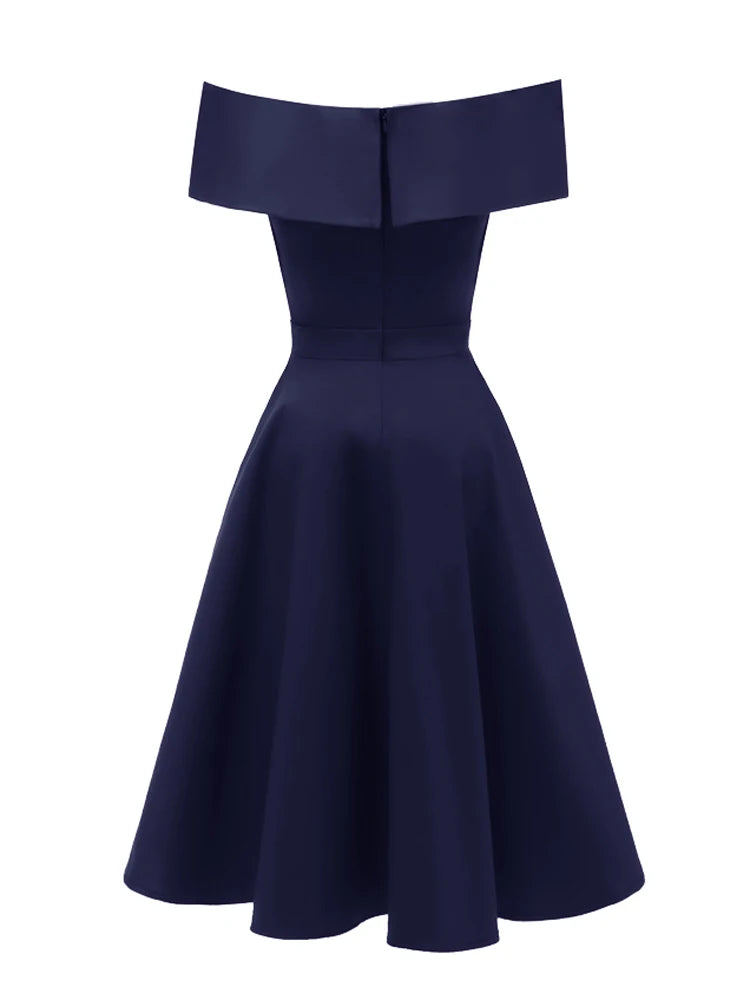 Off-Shoulder Wrap Bodice Fit & Flare Dress