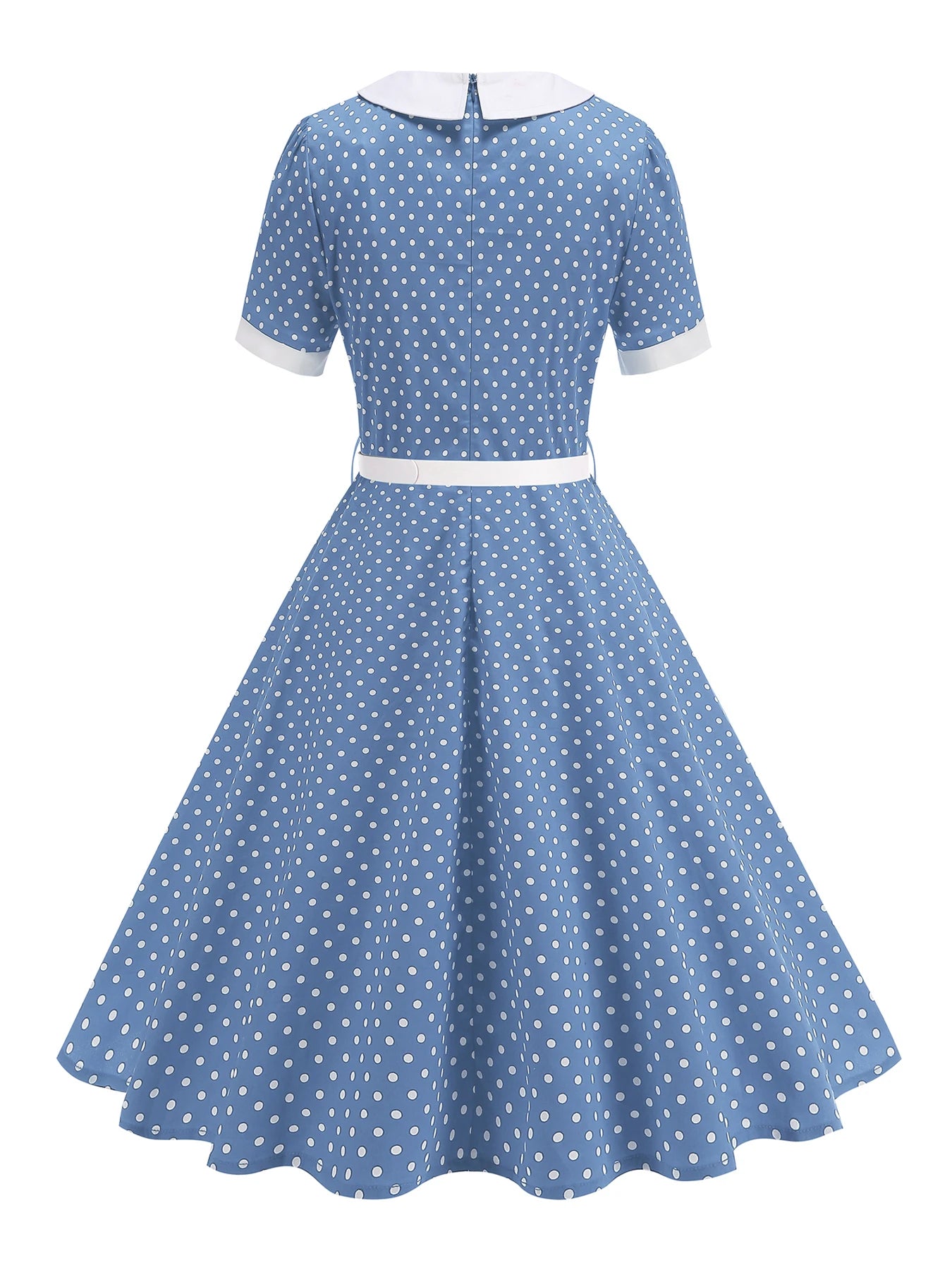 Polka Dot Collar Fit & Flare Dress with Headband