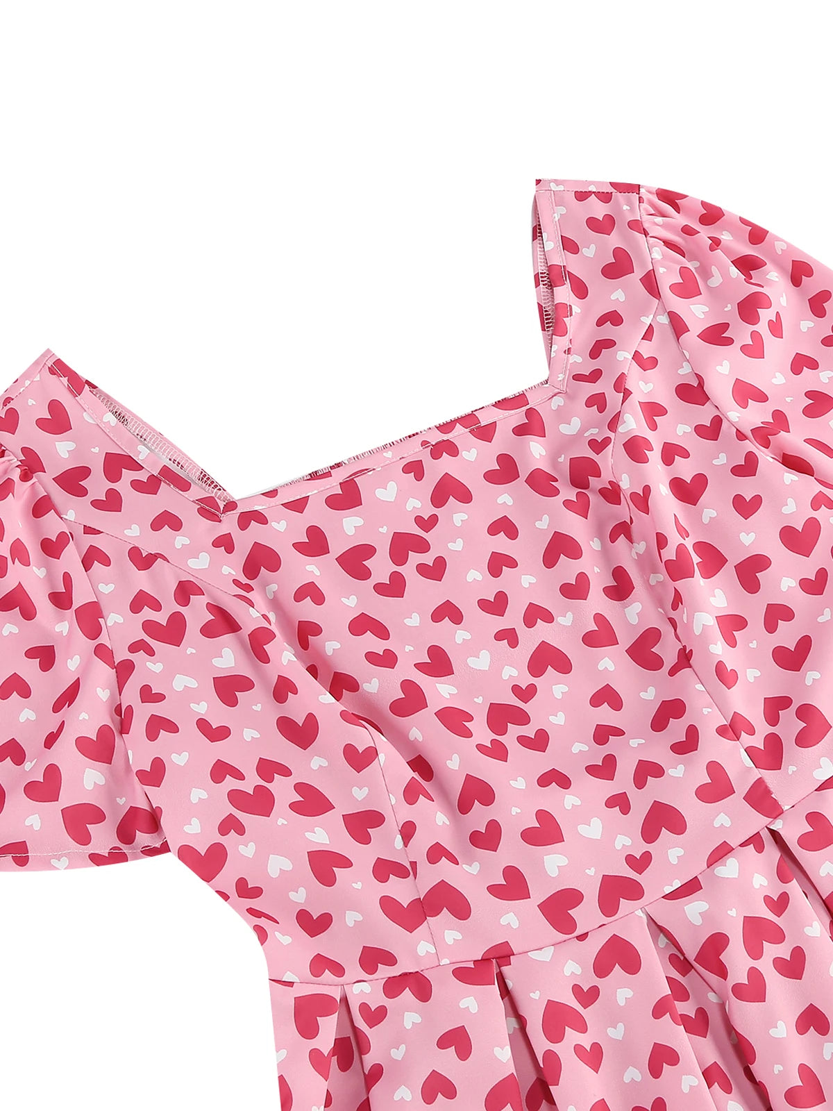 Heart Print Square Neck Fit & Flare Dress